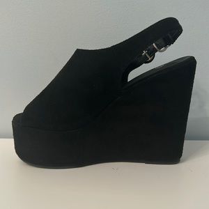 Black Suede Platform Wedges